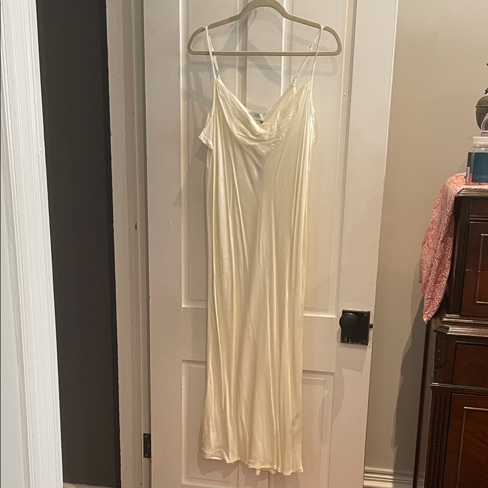 Michael Stars Chalk Satin Cowl Neck Slip Dress